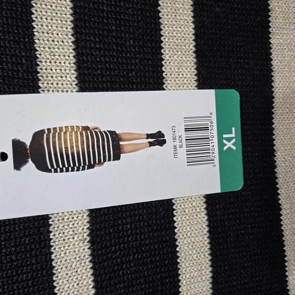 Jessica Simpson Cozy Knit Mini Sweater Shift Dress XL Black & Beige Striped NWT - Picture 4 of 5